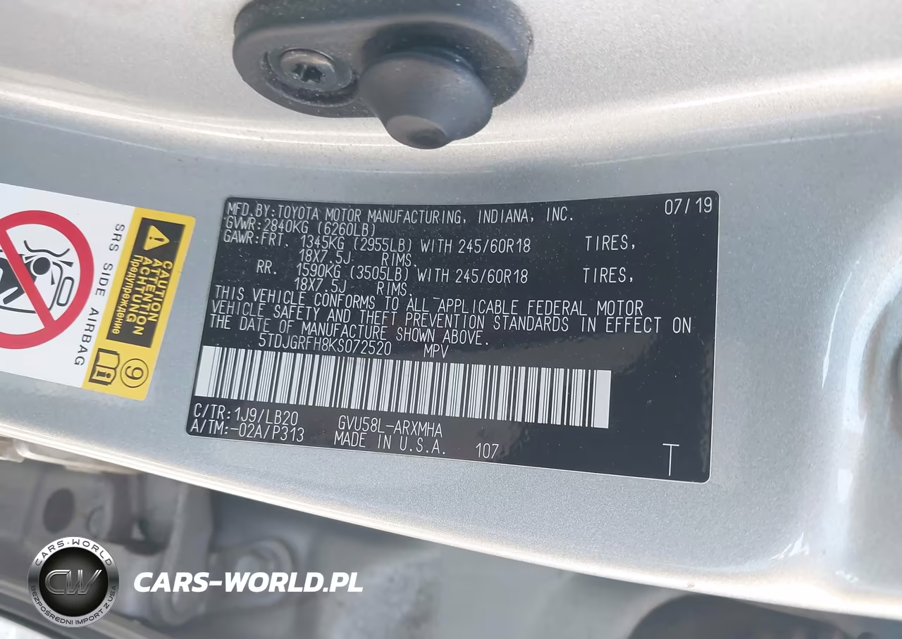 2019 Toyota Highlander Hybrid Xle VIN:5TDJGRFH8KS072520 - 9