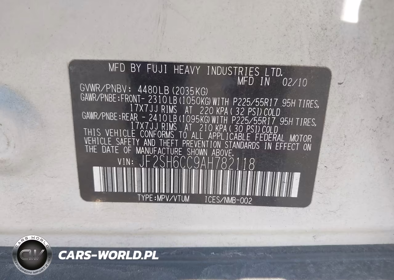 2010 Subaru Forester 2.5X Premium VIN:JF2SH6CC9AH782118 - 9