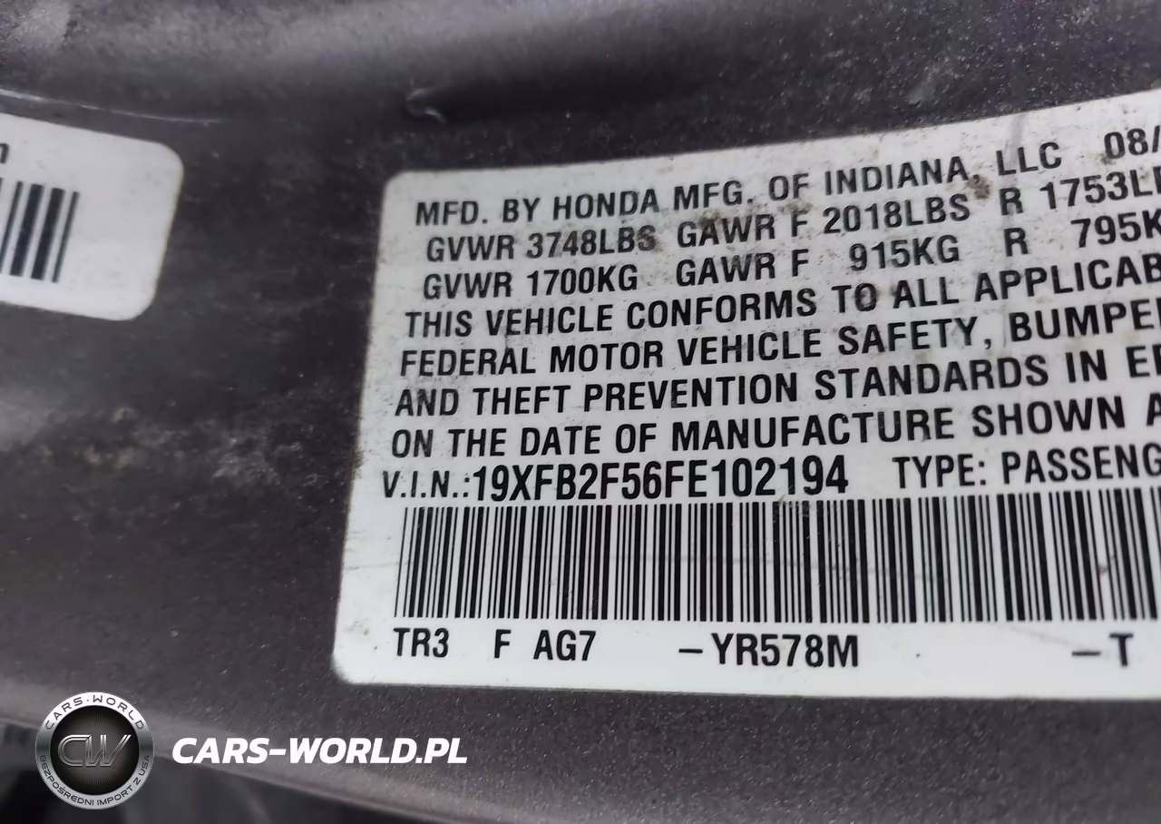 2015 Honda Civic Lx VIN:19XFB2F56FE102194 - 9