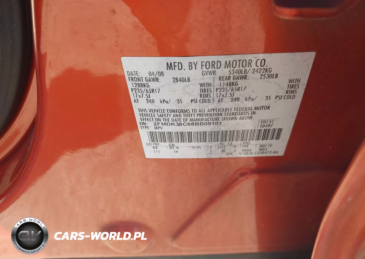 2008 Ford Edge Se VIN:2FMDK36C68BB09101 - 9