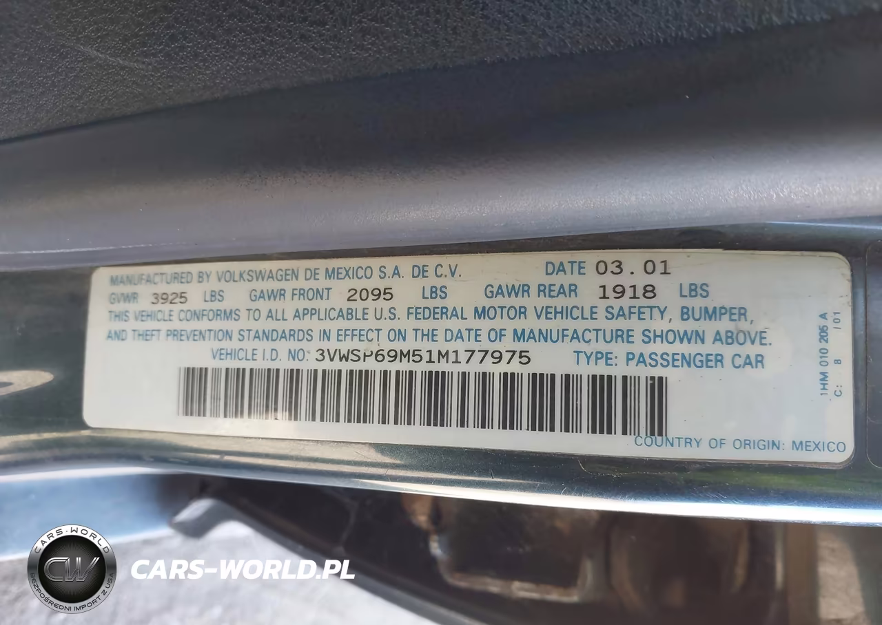 2001 Volkswagen Jetta Gls Tdi VIN:3VWSP69M51M177975 - 9
