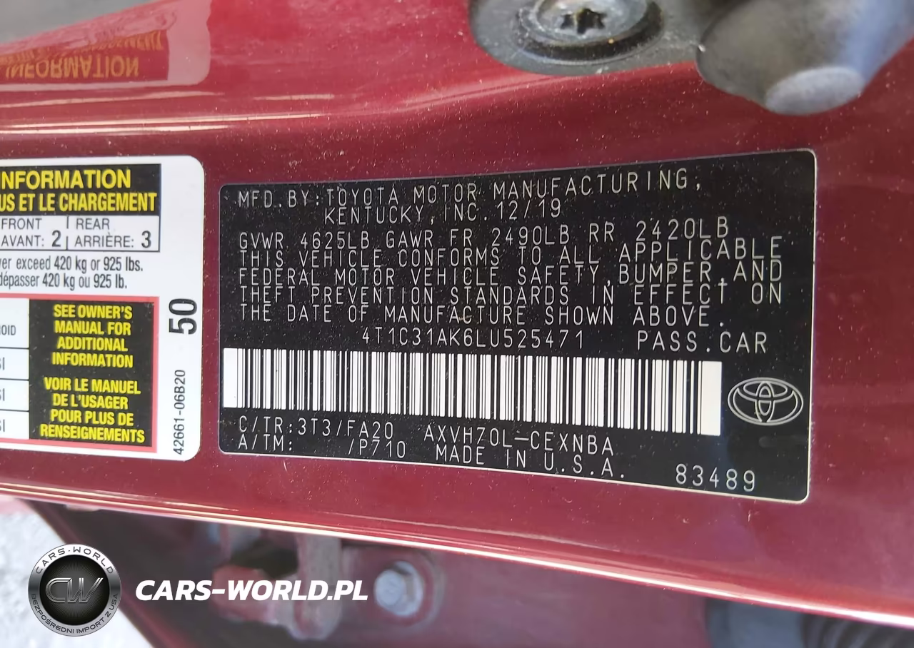 2020 Toyota Camry Le Hybrid VIN:4T1C31AK6LU525471 - 9