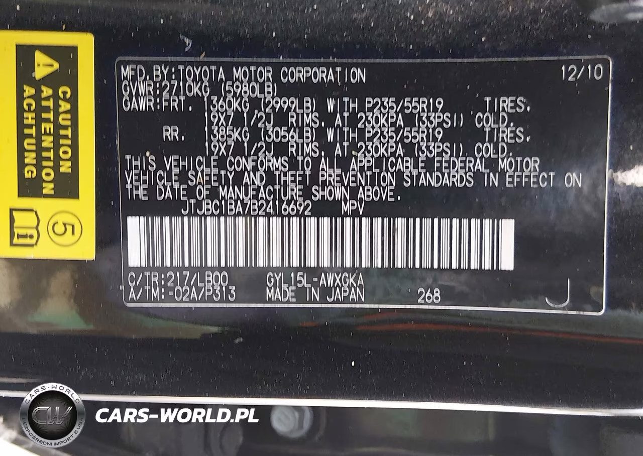 2011 Lexus Rx 450H VIN:JTJBC1BA7B2416692 - 9