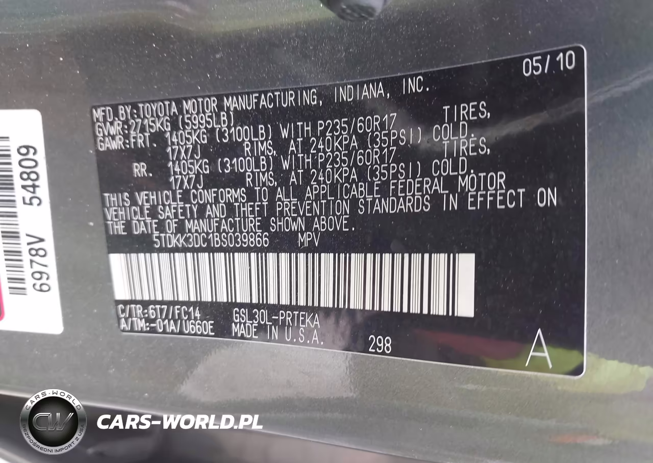 2011 Toyota Sienna Le V6 VIN:5TDKK3DC1BS039866 - 9