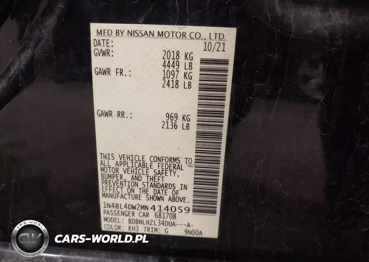 2021 Nissan Altima Sv Intelligent Awd VIN:1N4BL4DW2MN414059 - 9