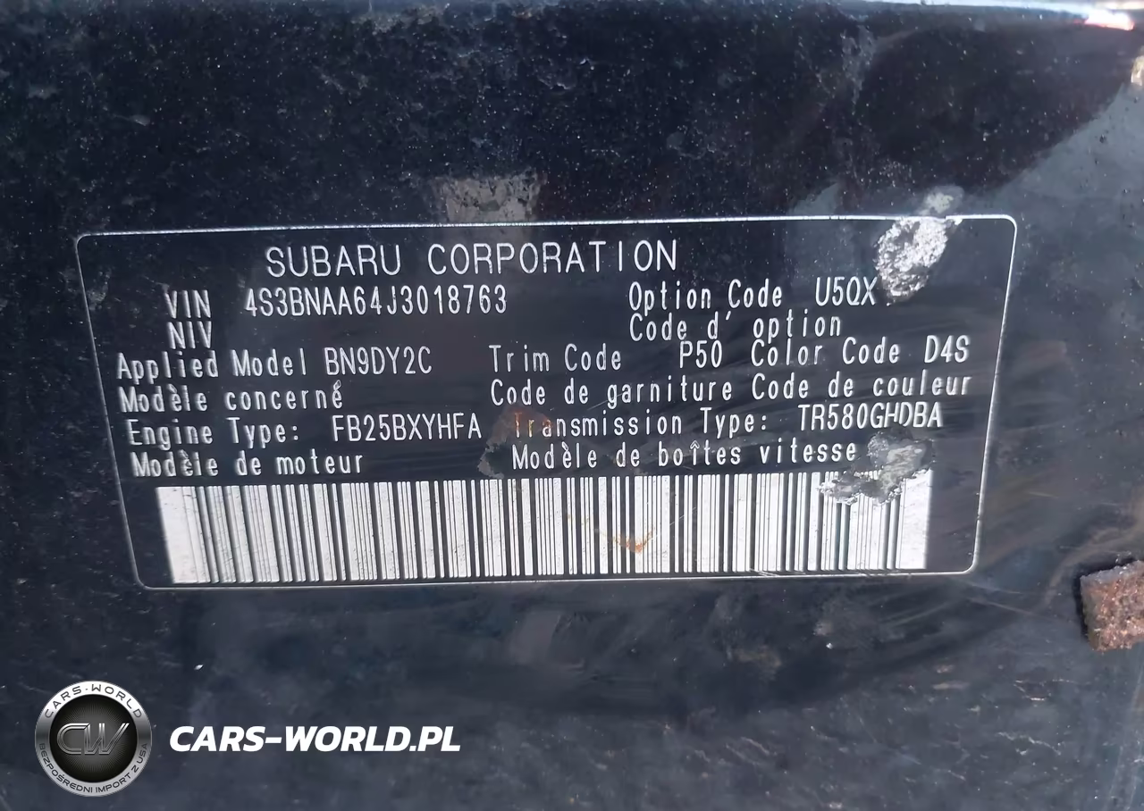 2018 Subaru Legacy 2.5I VIN:4S3BNAA64J3018763 - 9