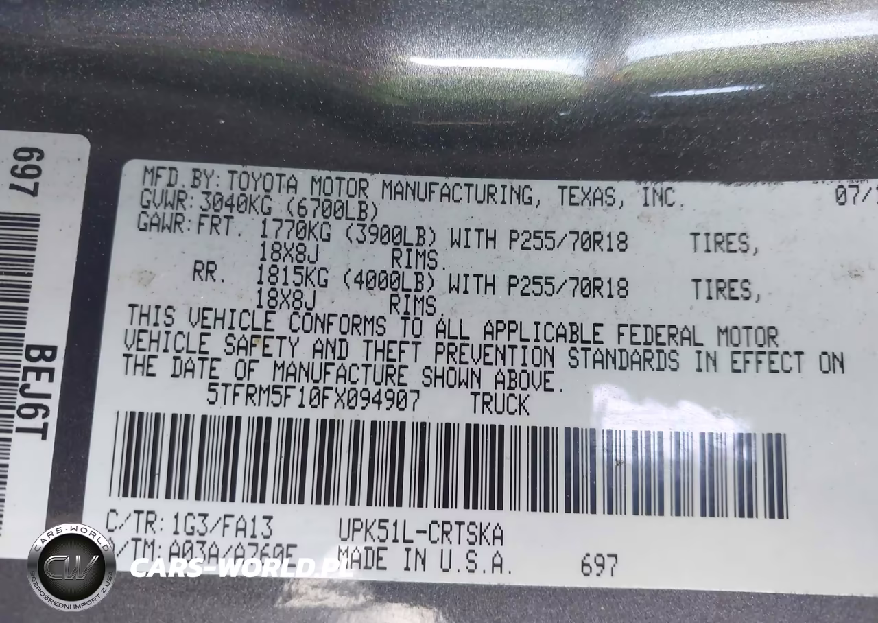 2015 Toyota Tundra Sr 4.6L V8 VIN:5TFRM5F10FX094907 - 9