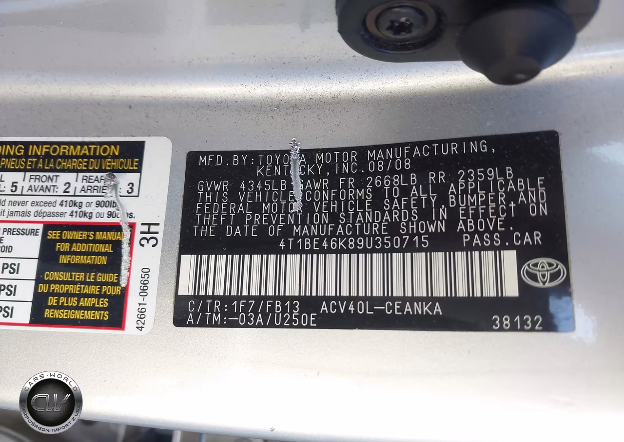 2009 Toyota Camry Le VIN:4T1BE46K89U350715 - 9