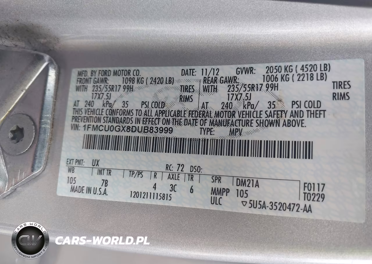 2013 Ford Escape Se VIN:1FMCU0GX8DUB83999 - 9