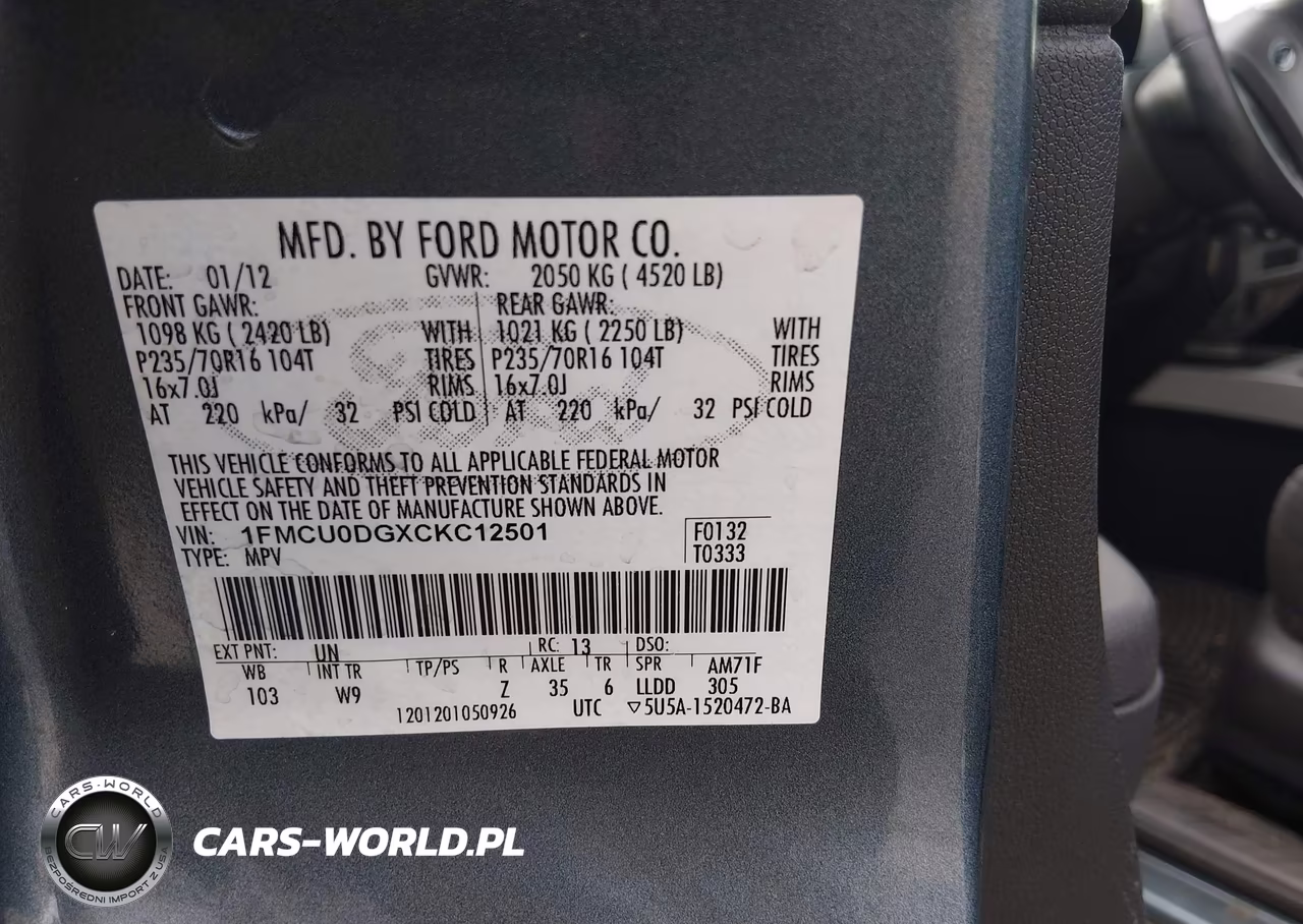 2012 Ford Escape Xlt VIN:1FMCU0DGXCKC12501 - 9