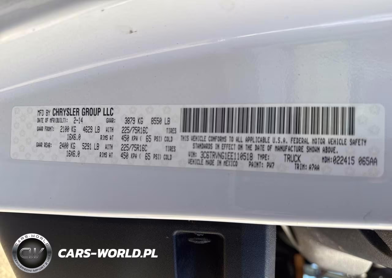 2014 Ram Promaster 1500 1500 Standard VIN:3C6TRVNG1EE110518 - 9