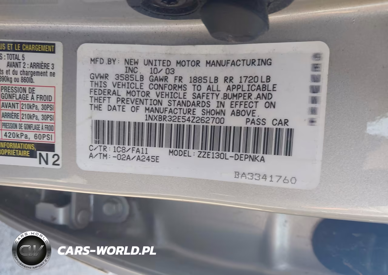 2004 Toyota Corolla Le VIN:1NXBR32E54Z262700 - 9