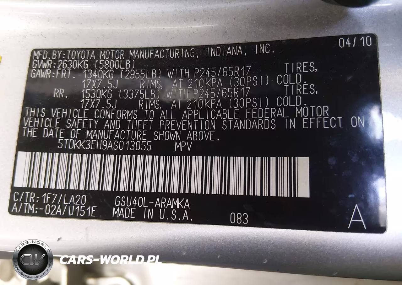 2010 Toyota Highlander Se V6 VIN:5TDKK3EH9AS013055 - 9
