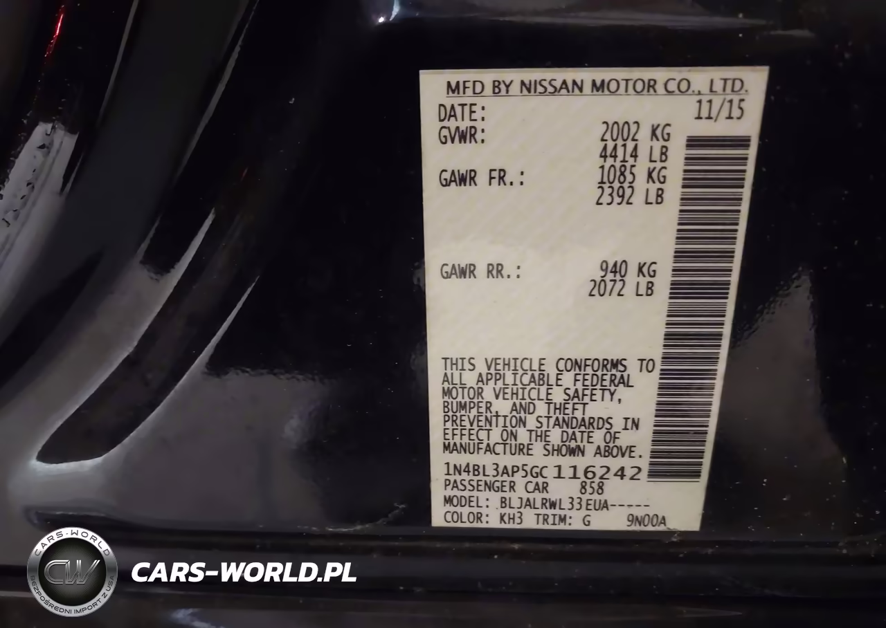 2016 Nissan Altima 3.5 Sl-3.5 Sr VIN:1N4BL3AP5GC116242 - 9