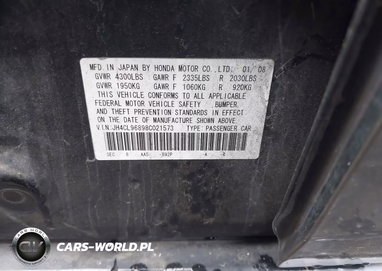 2008 Acura Tsx VIN:JH4CL96898C021573 - 9