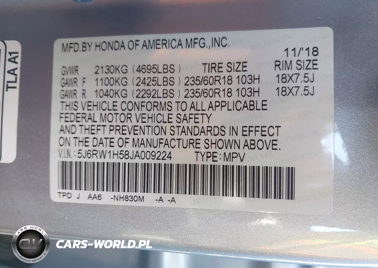 2018 Honda Cr-V Ex VIN:5J6RW1H58JA009224 - 9