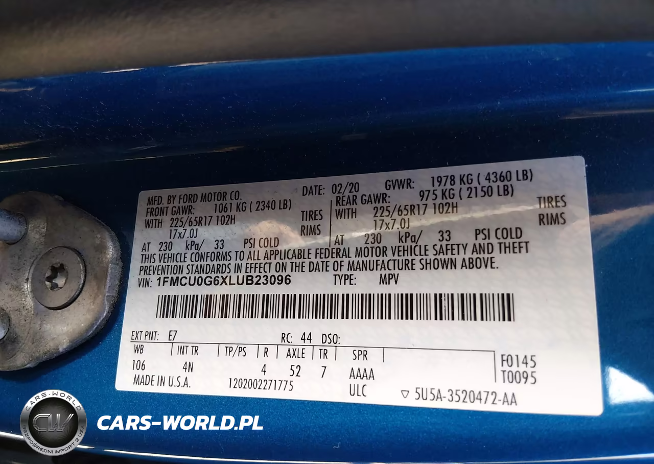 2020 Ford Escape Se VIN:1FMCU0G6XLUB23096 - 9
