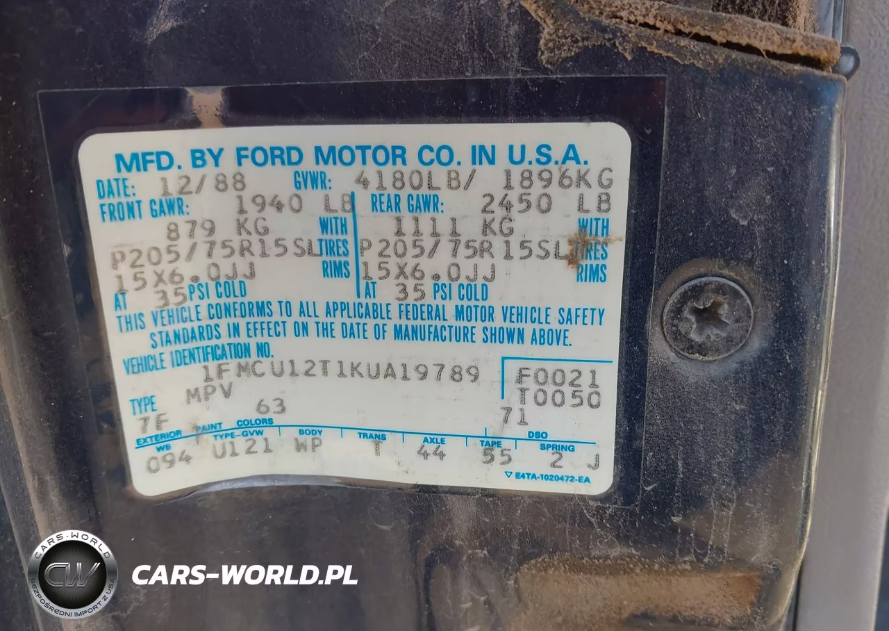 1989 Ford Bronco Ii VIN:1FMCU12T1KUA19789 - 9