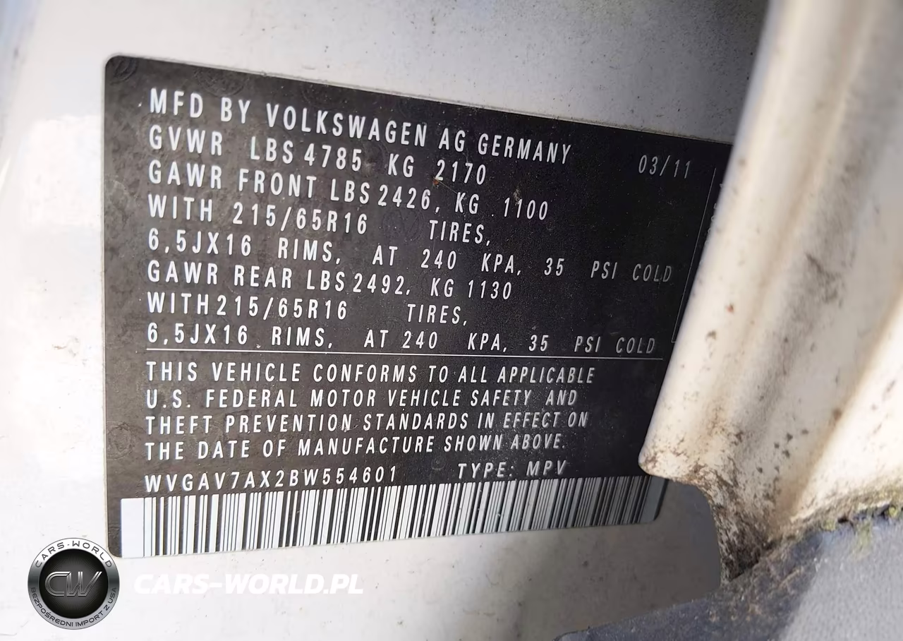 2011 Volkswagen Tiguan S VIN:WVGAV7AX2BW554601 - 9