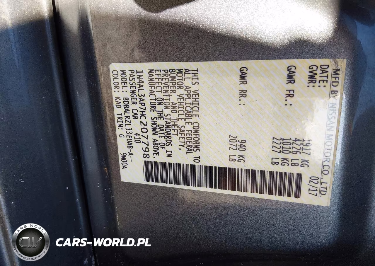 2017 Nissan Altima 2.5 Sl VIN:1N4AL3AP7HC207798 - 9