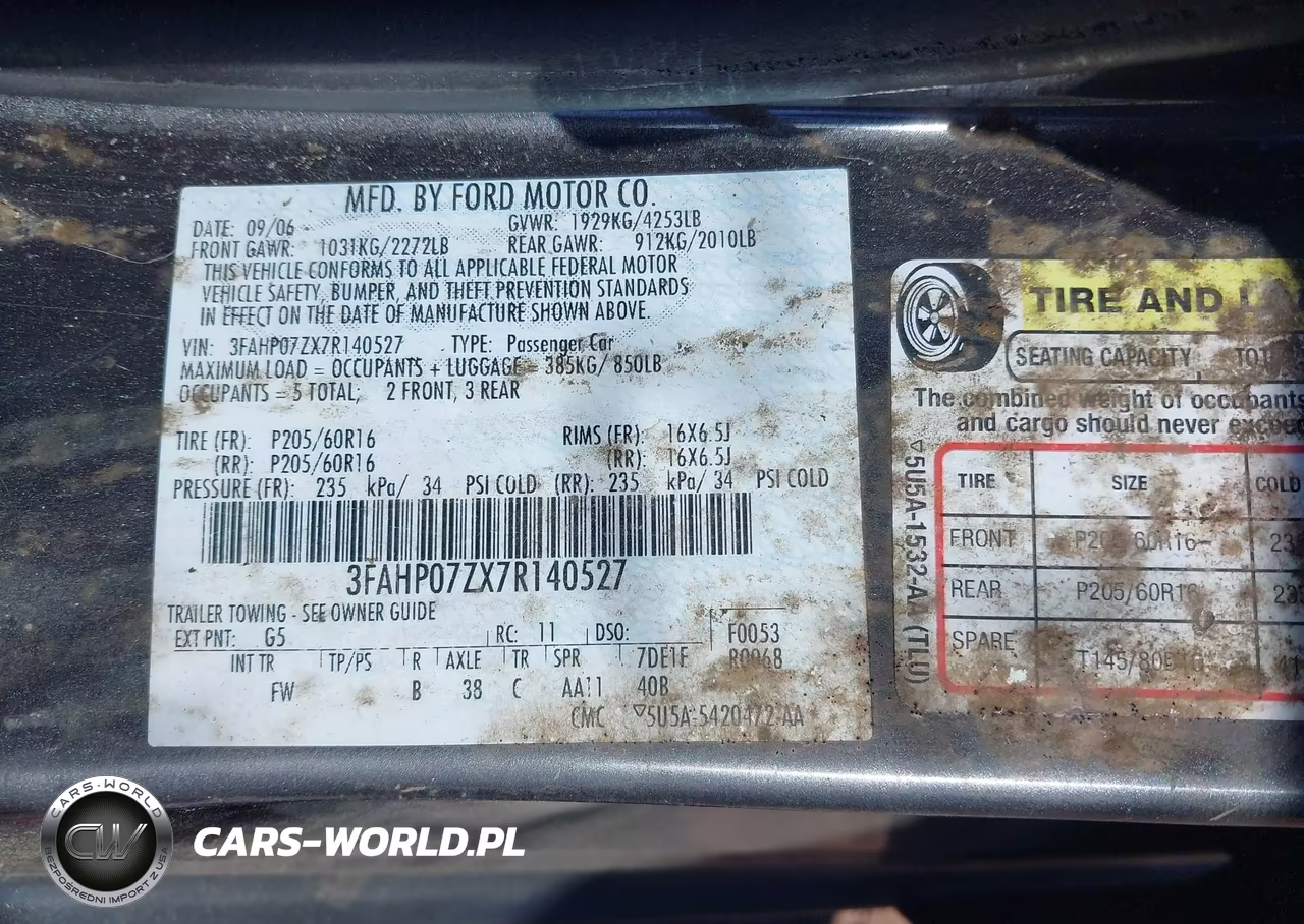 2007 Ford Fusion Se VIN:3FAHP07ZX7R140527 - 9