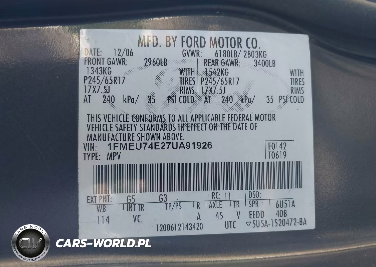 2007 Ford Explorer Eddie Bauer VIN:1FMEU74E27UA91926 - 9
