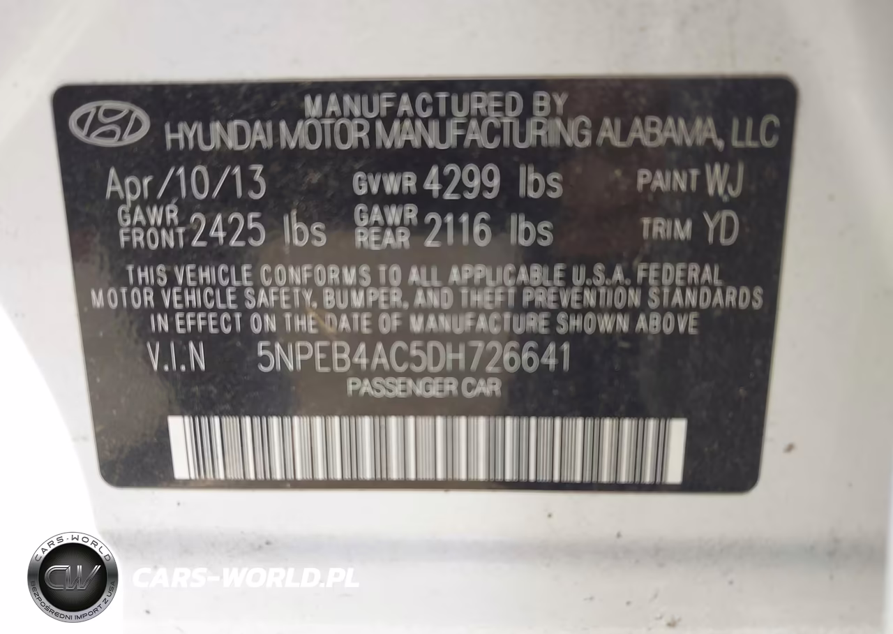 2013 Hyundai Sonata Gls VIN:5NPEB4AC5DH726641 - 9