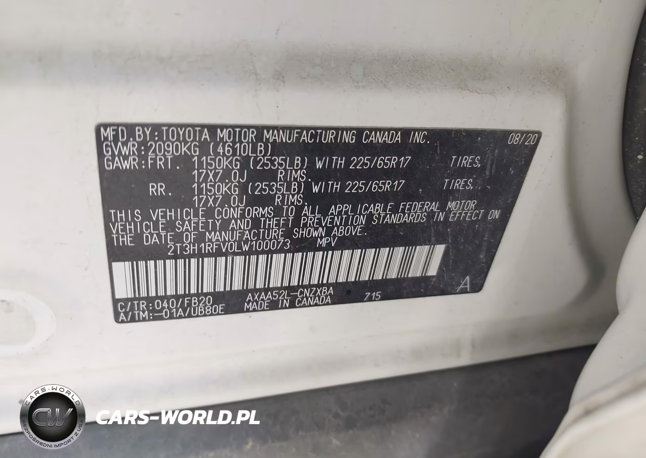 2020 Toyota Rav4 Le VIN:2T3H1RFV0LW100073 - 9