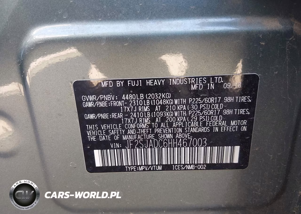 2017 Subaru Forester 2.5I Premium VIN:JF2SJADC6HH467003 - 9