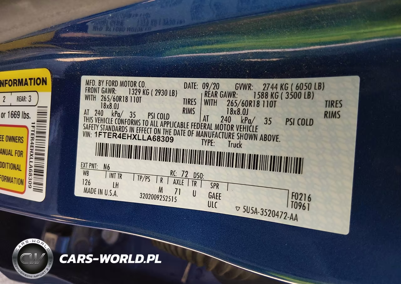2020 Ford Ranger Xlt VIN:1FTER4EHXLLA68309 - 9