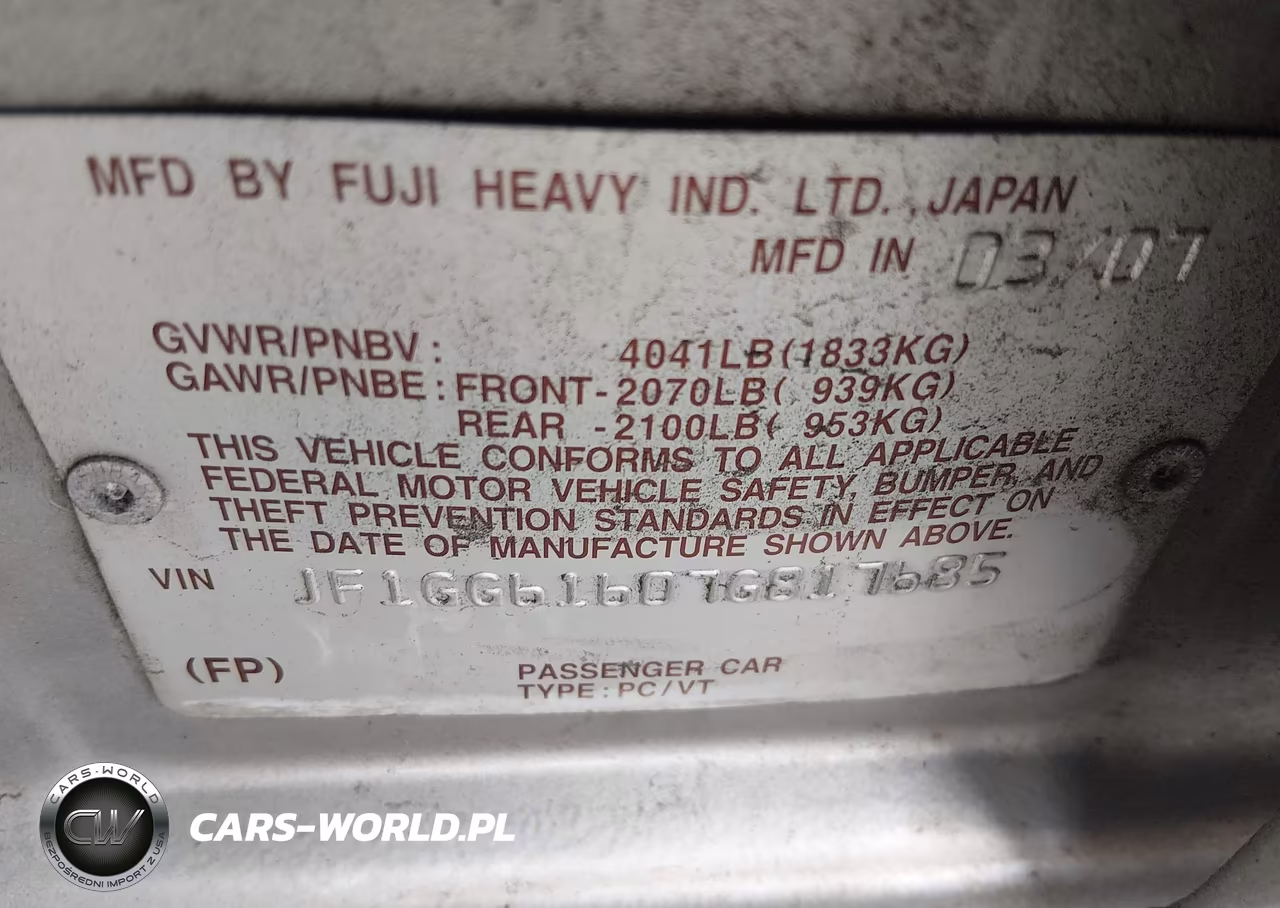 2007 Subaru Impreza 2.5I VIN:JF1GG61607G817685 - 9