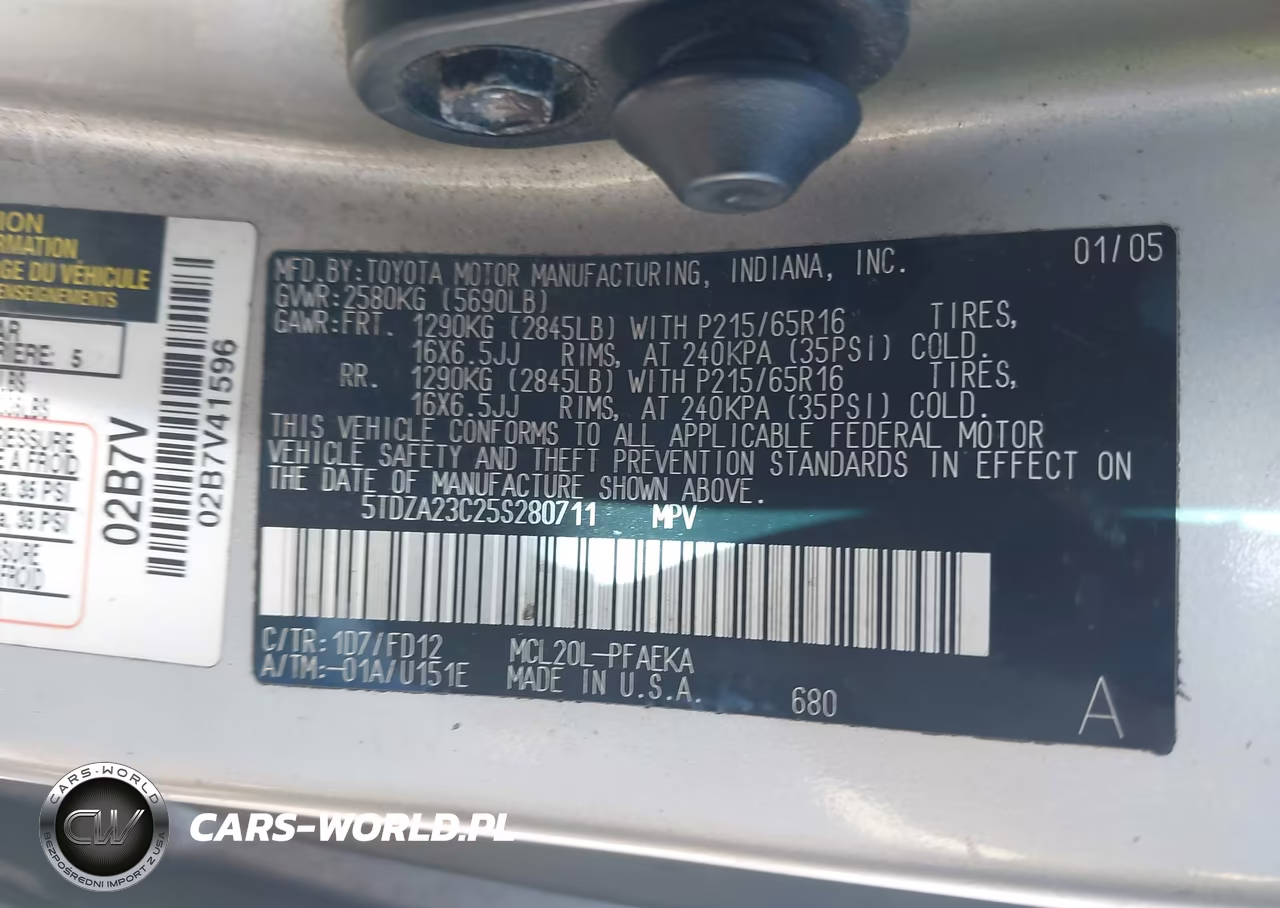2005 Toyota Sienna Ce VIN:5TDZA23C25S280711 - 9