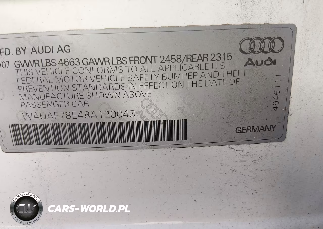 2008 Audi A4 2.0T-2.0T Special Edition VIN:WAUAF78E48A120043 - 9
