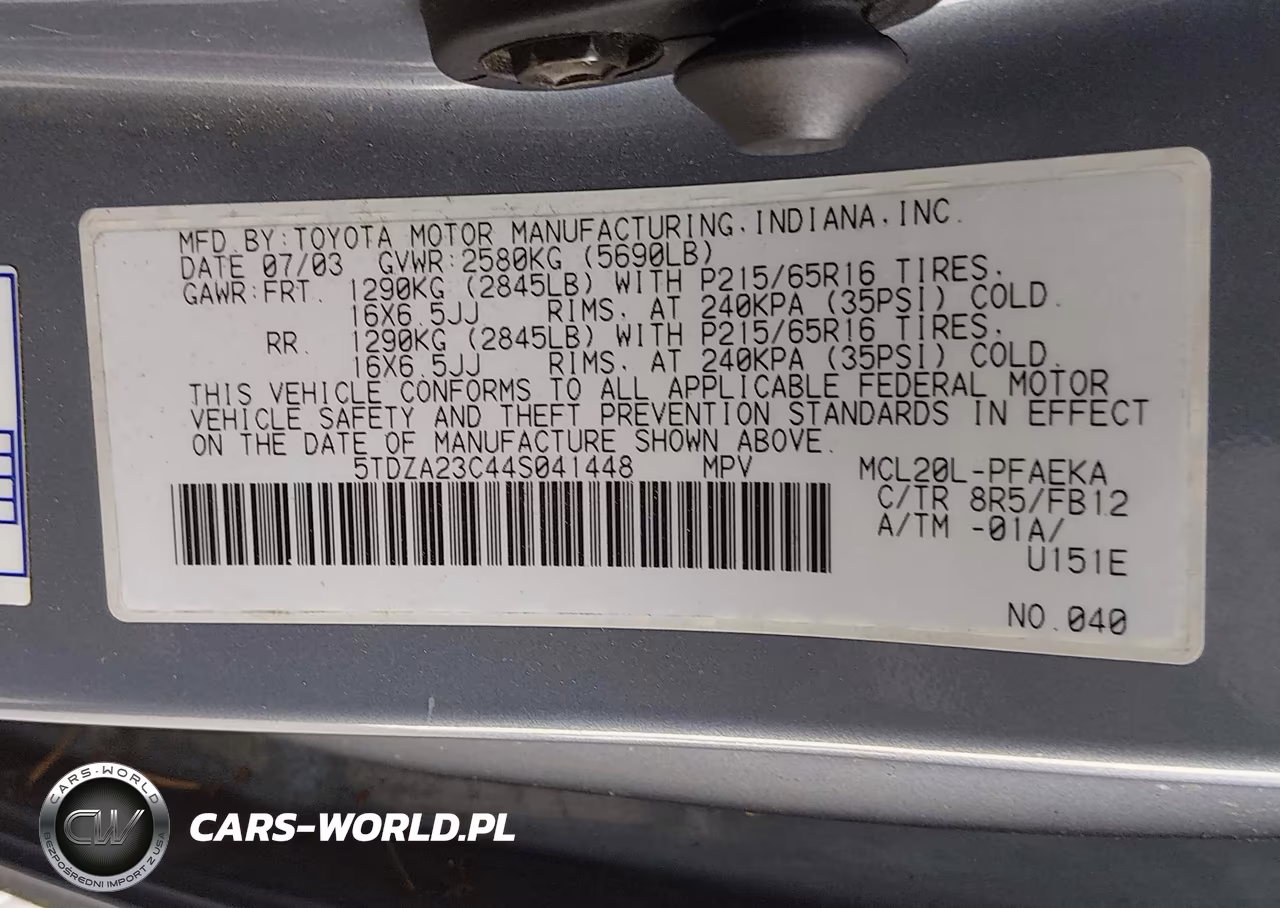 2004 Toyota Sienna Le VIN:5TDZA23C44S041448 - 9
