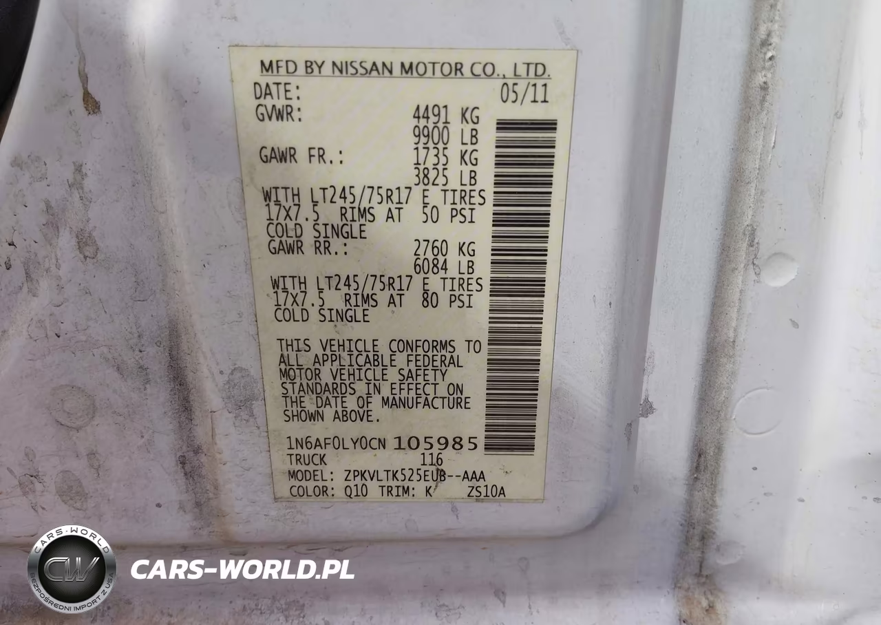 2012 Nissan Nv 3500 Nv3500 Hd Sv V8 VIN:1N6AF0LY0CN105985 - 9
