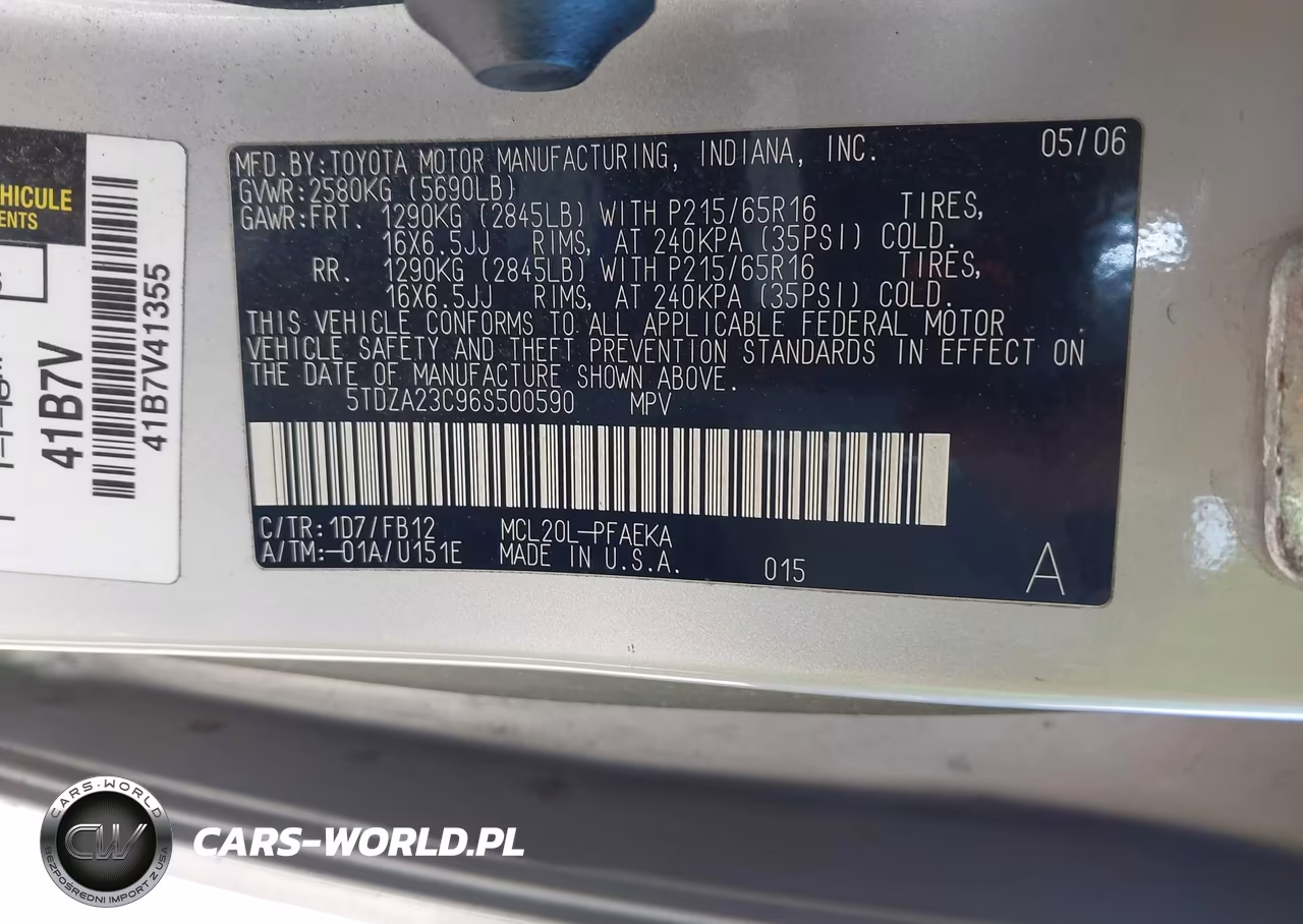 2006 Toyota Sienna Ce VIN:5TDZA23C96S500590 - 9