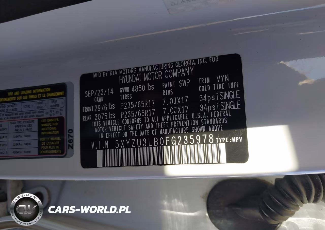 2015 Hyundai Santa Fe Sport 2.4L VIN:5XYZU3LB0FG235978 - 9