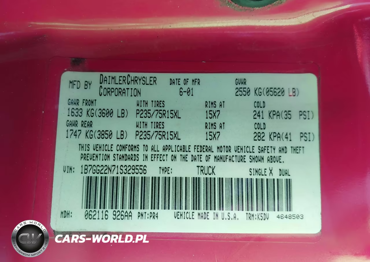 2001 Dodge Dakota Slt-Sport VIN:1B7GG22N71S329556 - 9