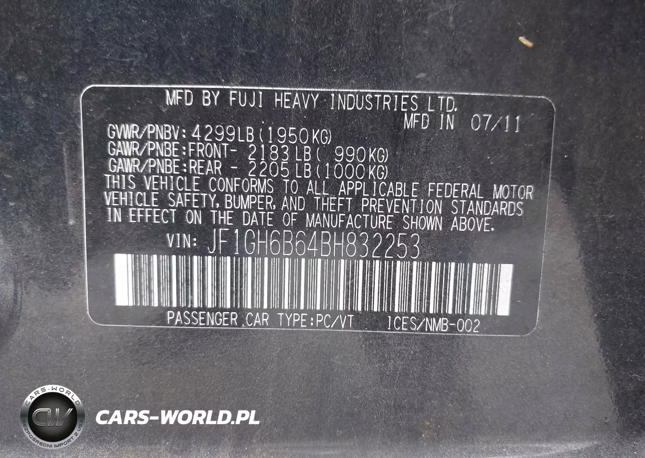 2011 Subaru Impreza 2.5I Premium VIN:JF1GH6B64BH832253 - 9