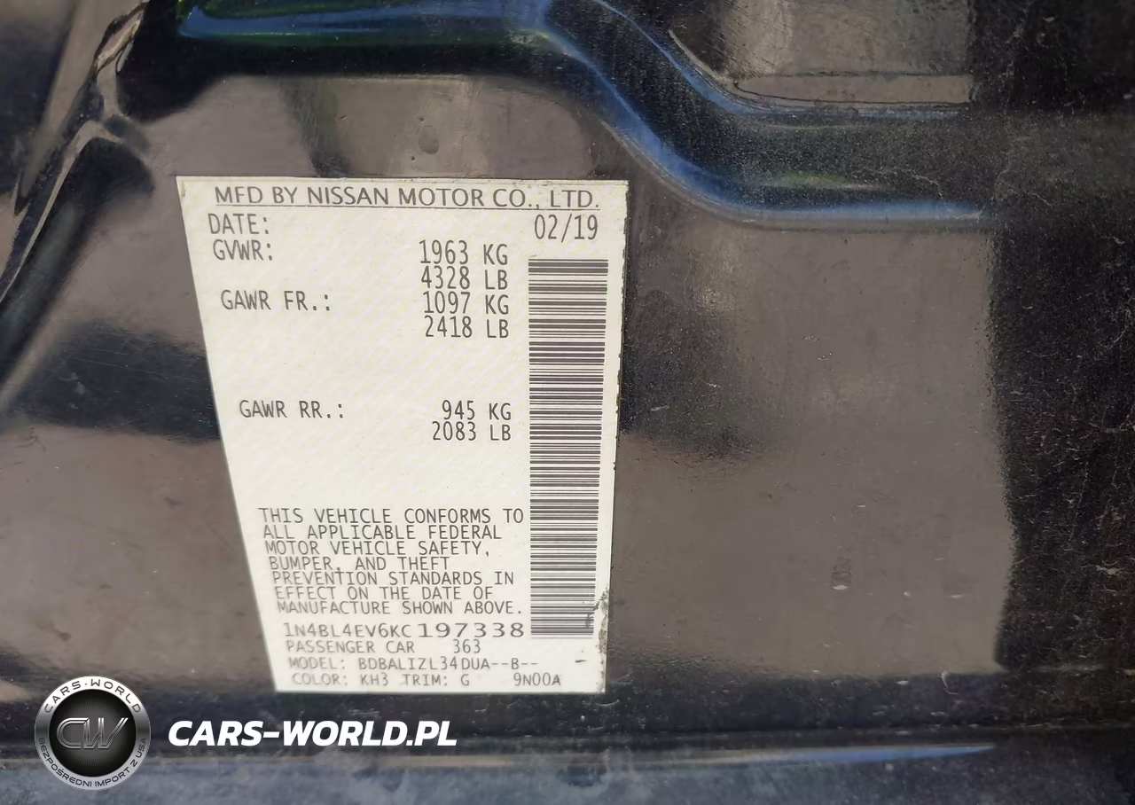 2019 Nissan Altima 2.5 Sl VIN:1N4BL4EV6KC197338 - 9