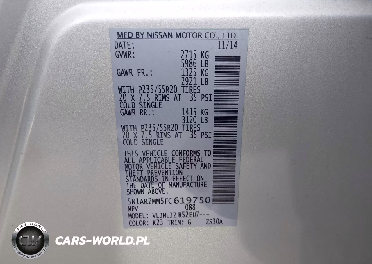 2015 Nissan Pathfinder Platinum-S-Sl-Sv VIN:5N1AR2MM5FC619750 - 9
