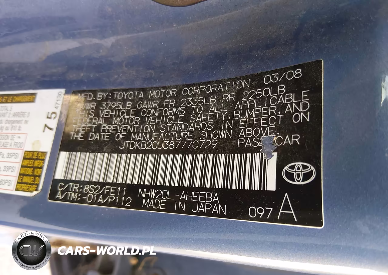 2008 Toyota Prius VIN:JTDKB20U387770729 - 9