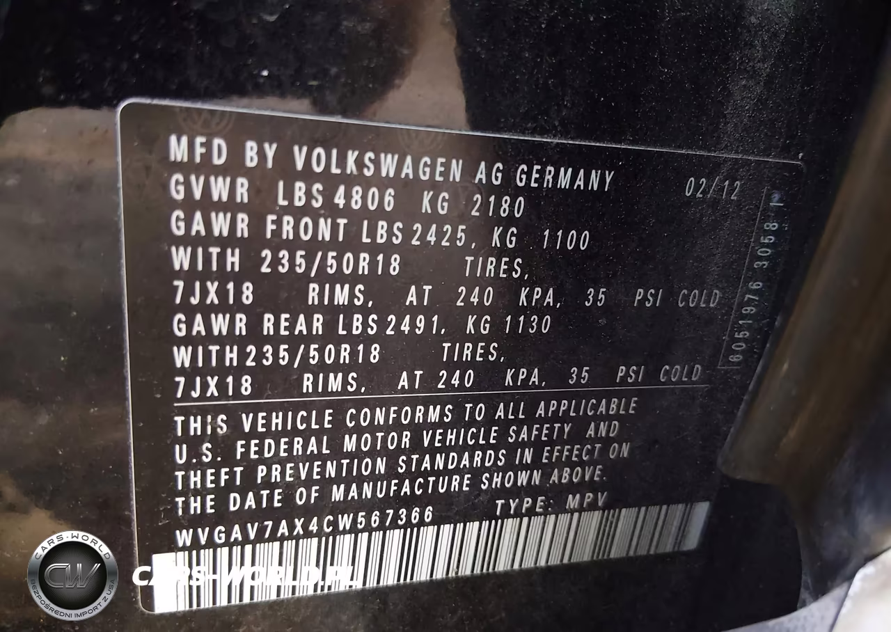 2012 Volkswagen Tiguan Se VIN:WVGAV7AX4CW567366 - 9