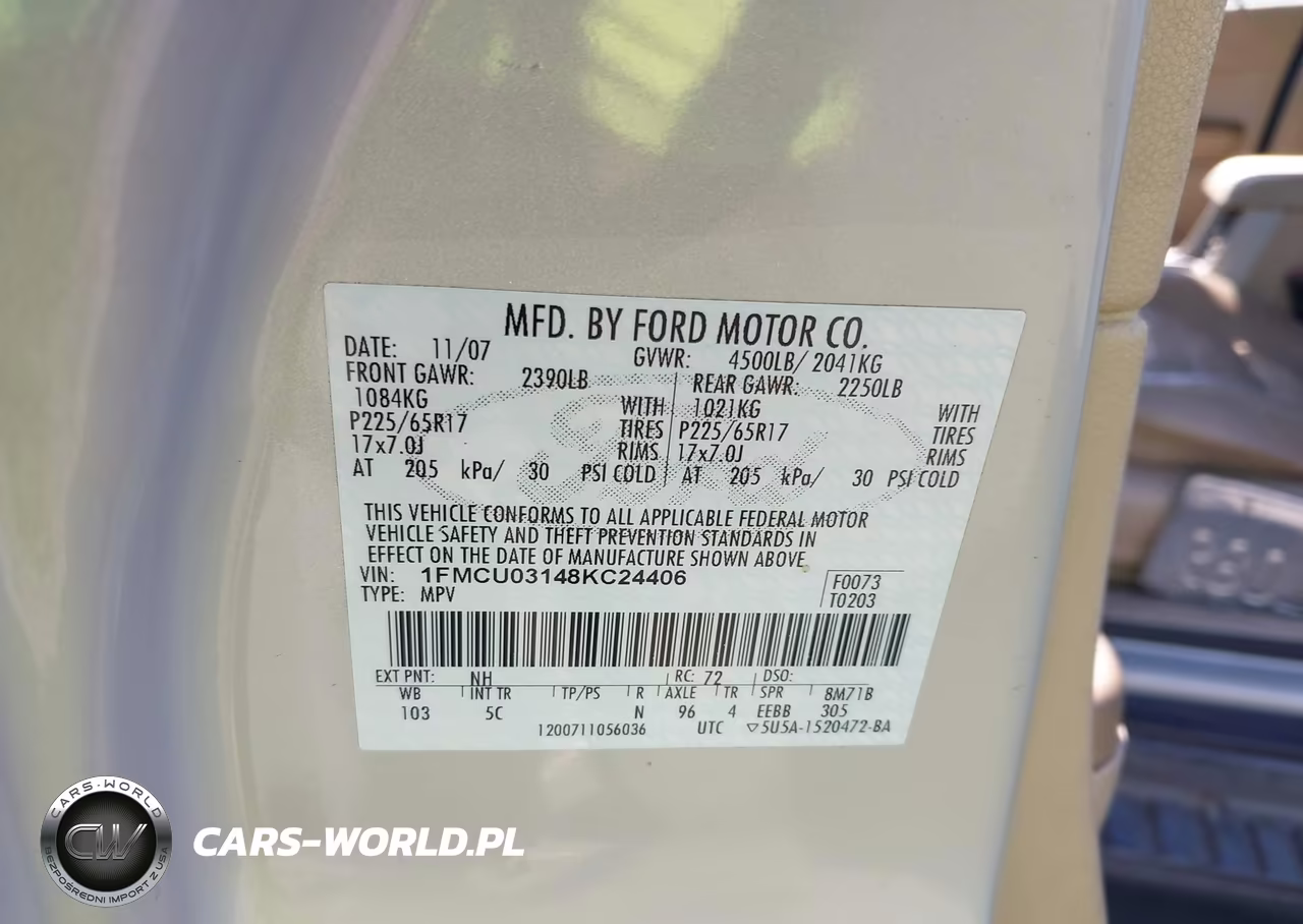 2008 Ford Escape Xlt VIN:1FMCU03148KC24406 - 9