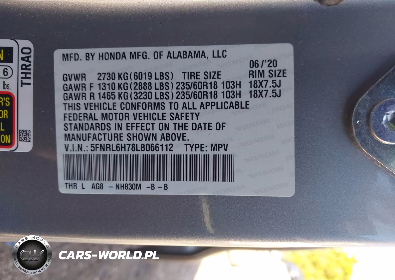 2020 Honda Odyssey Ex-L-Ex-L W-Navi Res VIN:5FNRL6H78LB066112 - 9