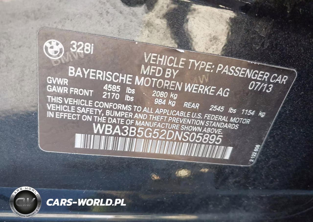 2013 BMW 328I xDrive VIN:WBA3B5G52DNS05895 - 9