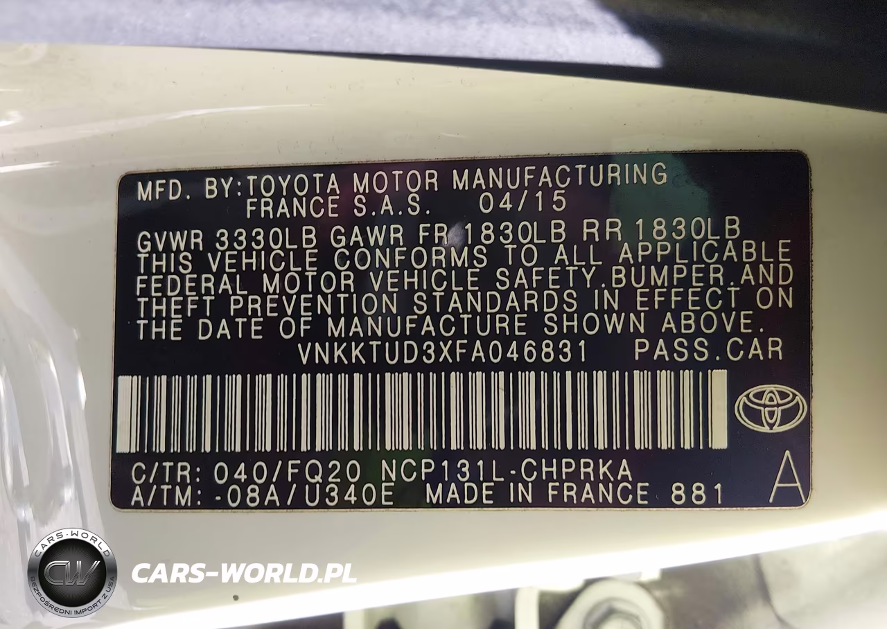 2015 Toyota Yaris L VIN:VNKKTUD3XFA046831 - 9