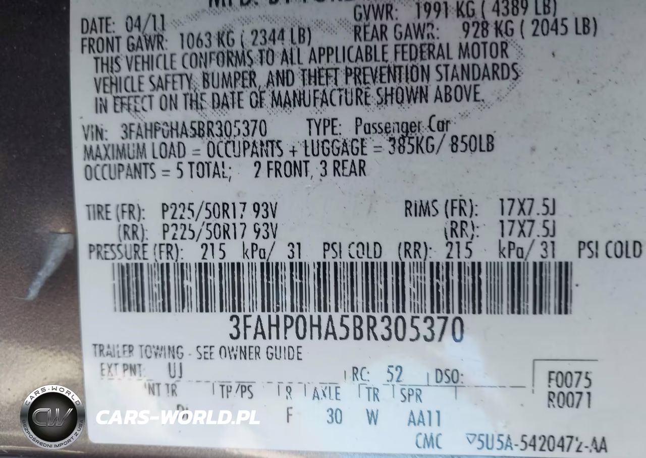 2011 Ford Fusion Se VIN:3FAHP0HA5BR305370 - 9