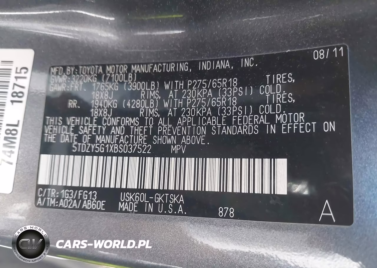 2011 Toyota Sequoia Sr5 5.7L V8 VIN:5TDZY5G1XBS037522 - 9