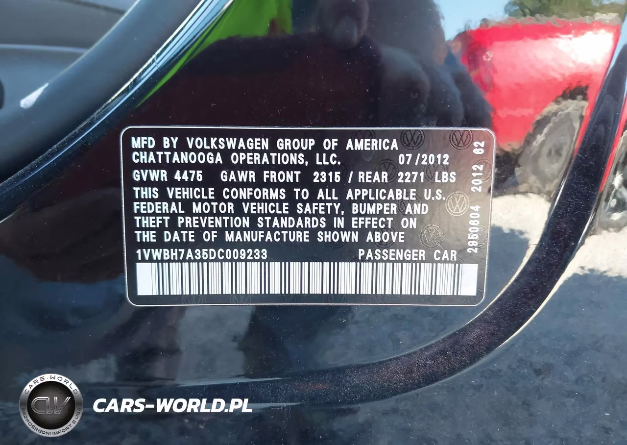 2013 Volkswagen Passat VIN:1VWBH7A35DC009233 - 9